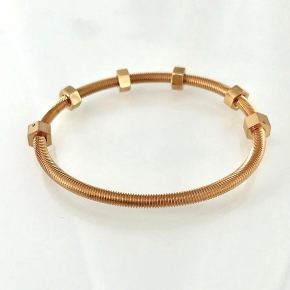 Gold Nuts and Bolts Bracelet